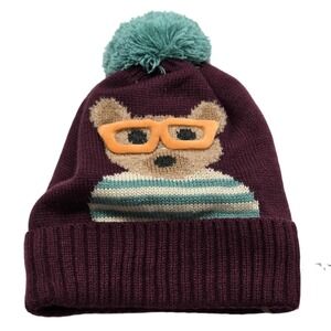 Powder Bear Pom Beanie Cute Animal Winter Hat Fleece Lined